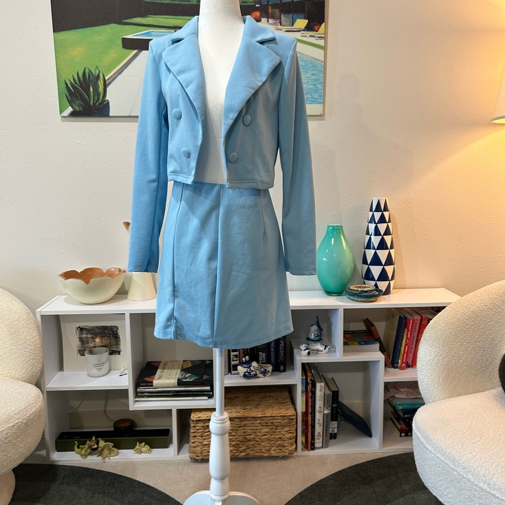 SHEIN Light Blue Skirt Set